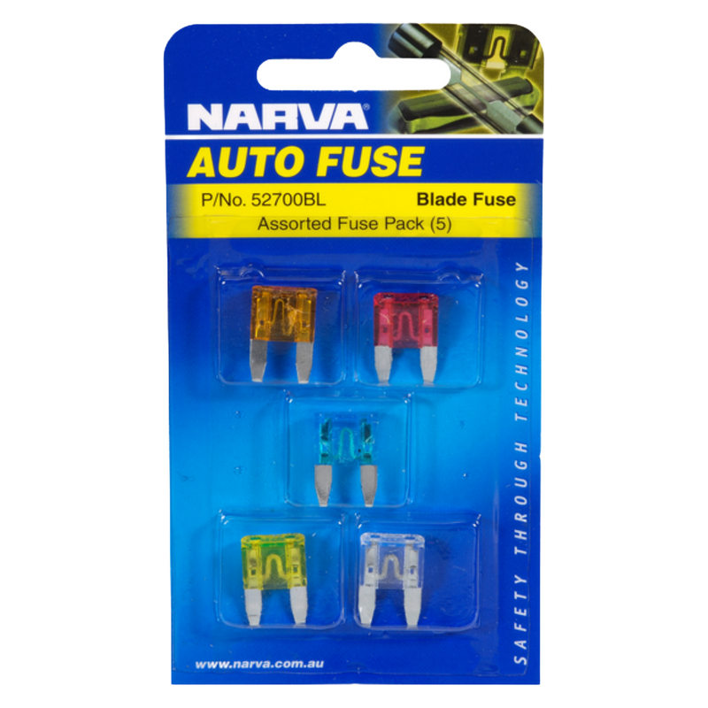Narva 52700BL Mini Blade Fuse Assortment (5 Pack)