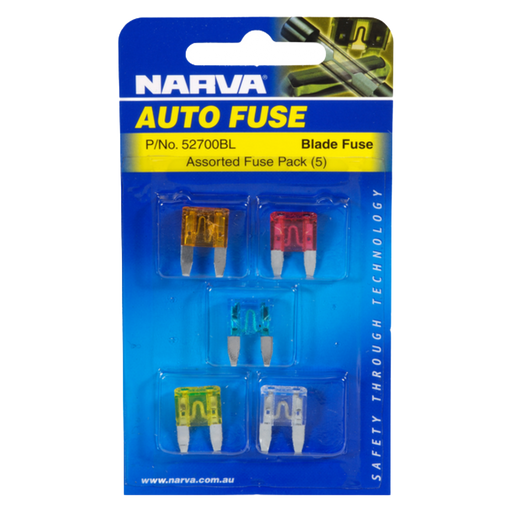 Narva 52700BL Mini Blade Fuse Assortment (5 Pack)