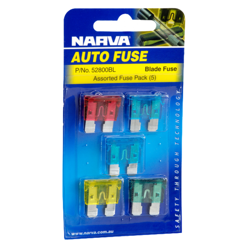 Narva 52800BL Standard ATS Blade Fuse Assortment (5 Pack)