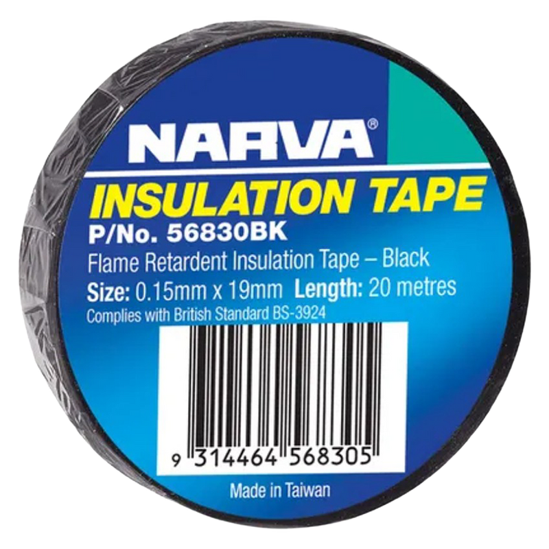 Narva 56830BK Black Flame Retardant Insulation Tape 20m