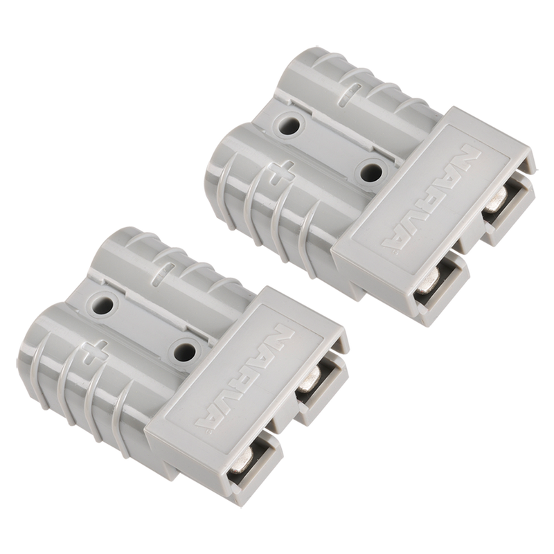 Narva 57200BL2 Heavy-Duty 50A Connector Housing (Grey) With Copper Terminals (2 Pack)