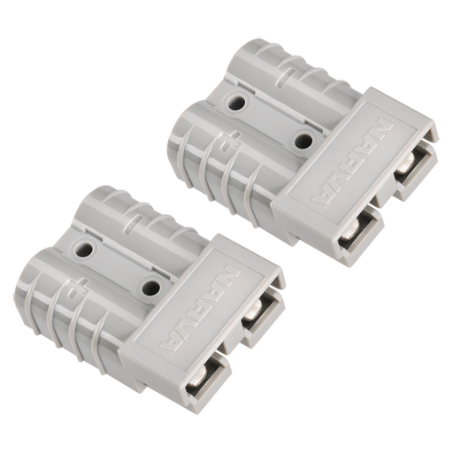 Narva 57200BL2 Heavy-Duty 50A Connector Housing (Grey) With Copper Terminals (2 Pack)