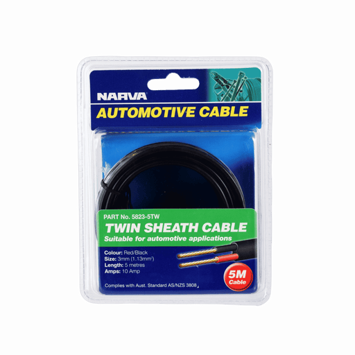 Narva 58235TW 10A 3mm Red/Black Twin Sheath Cable - 5m
