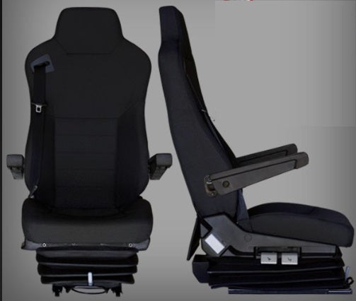 Premium Drivers Air Suspension Seat With Arm Rests and Seat Belt - Universal 216mm Rails