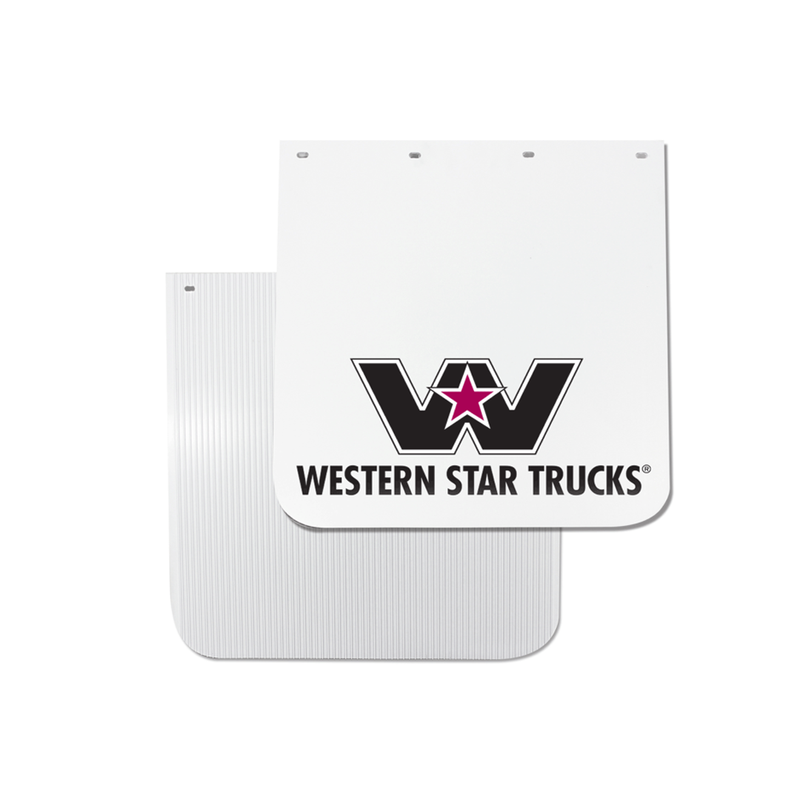 RDP White Anti-Spray Mudflap with Western Star Logo 24 x 36 Inch
