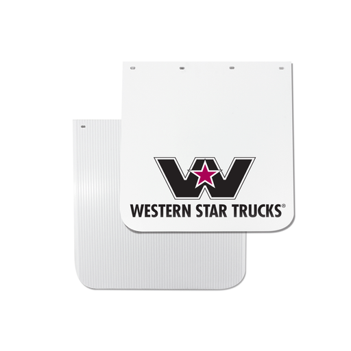 RDP White Anti-Spray Mudflap with Western Star Logo 24 x 36 Inch