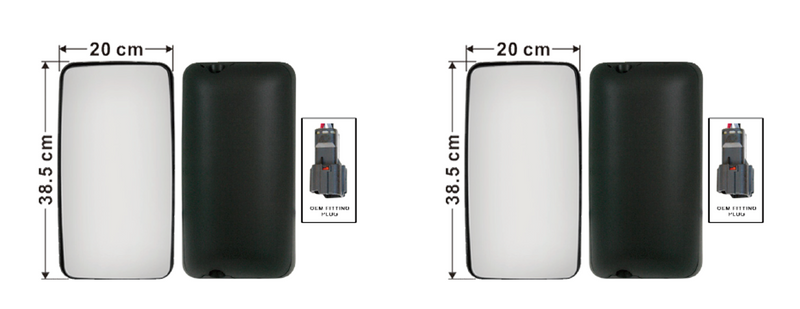 Hino Large Flat Electric & Heated Mirror Kit - 500 Series 2010 On & 700 Series 2004 On - Fits L/H & R/H