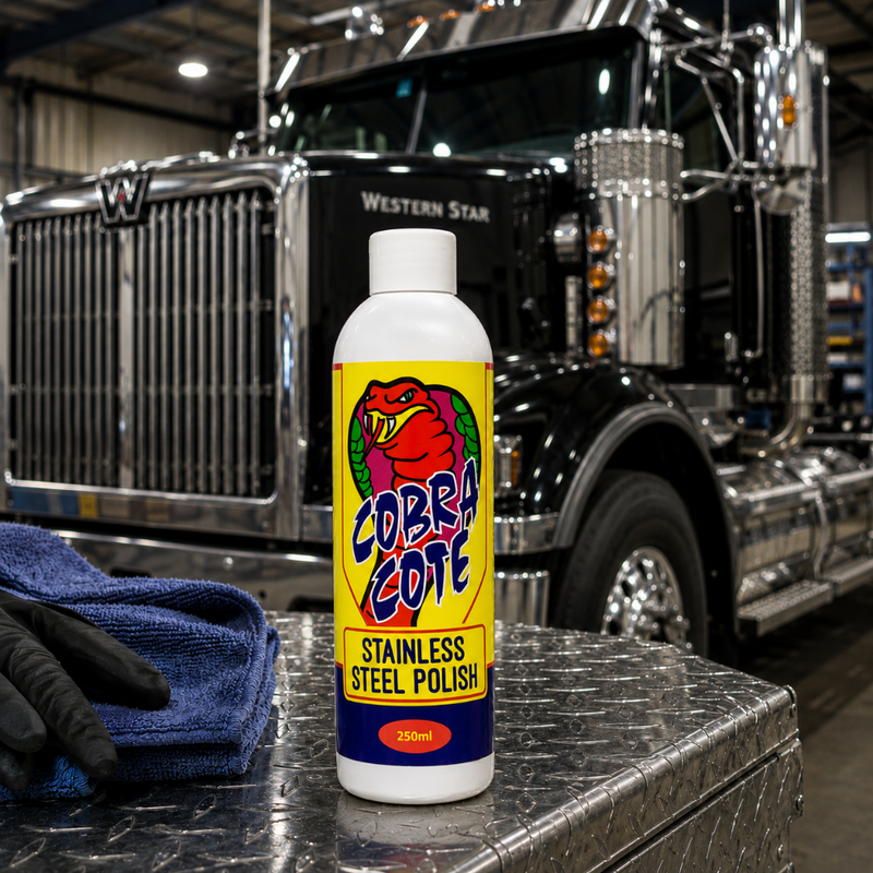 Cobra Cote Stainless Steel Polish with Western Star Truck behind