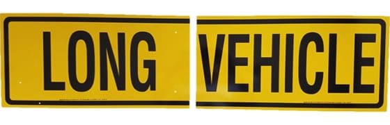 CLS2 Long Vehicle sign 2 piece 510mm x 250mm Sticker