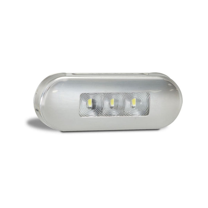 LED Autolamps Front End Outline Marker White LED 12/24v Clear Lens Chrome Housing 15cm Cable Blister Pack - 86WM
