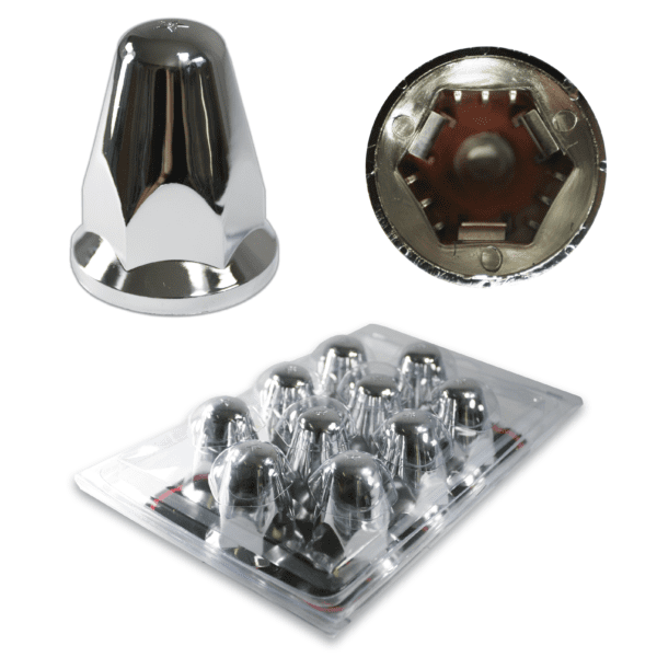 Watts Wheels 32/33mm Chrome Plastic Nutcover with Clips Blister Pack of 10